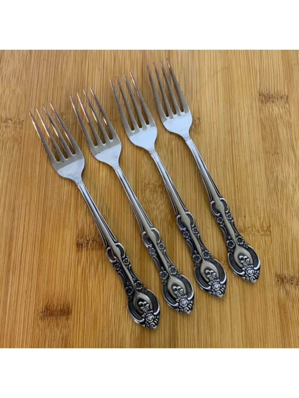 Marseilles Floral Stainless Steel Salad Forks Set Of 4 Made in Japan